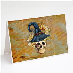 Day of the Dead Witch Skull Greeting Cards & Envelopes - Pack of 8
