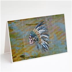 Day of the Dead Indian Chief Skull Greeting Cards & Envelopes - Pack of 8