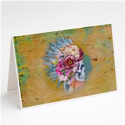 BB5129GCA7P Day of the Dead Flowers Skull Greeting Cards & Envelopes - Pack of 8
