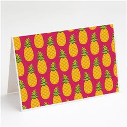 Pineapples on Pink Greeting Cards & Envelopes - Pack of 8