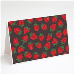 Strawberries on Gray Greeting Cards & Envelopes - Pack of 8