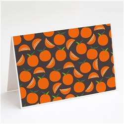 Oranges on Gray Greeting Cards & Envelopes - Pack of 8