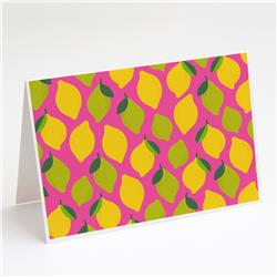Lemons & Limes on Pink Greeting Cards & Envelopes - Pack of 8