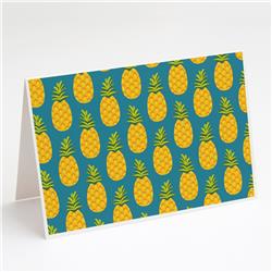 Pineapples on Teal Greeting Cards & Envelopes - Pack of 8