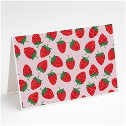 Strawberries on Pink Greeting Cards & Envelopes - Pack of 8
