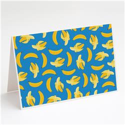 Bananas on Blue Greeting Cards & Envelopes - Pack of 8