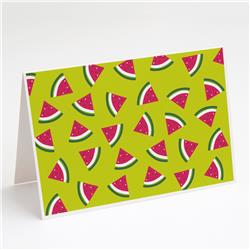 Watermelon on Lime Green Greeting Cards & Envelopes - Pack of 8
