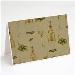 White Wine on Linen Greeting Cards & Envelopes - Pack of 8