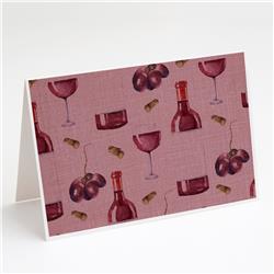 Red Wine on Linen Greeting Cards & Envelopes - Pack of 8