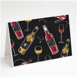 Red & White Wine on Black Greeting Cards & Envelopes - Pack of 8