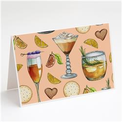 Drinks & Cocktails Peach Greeting Cards & Envelopes - Pack of 8