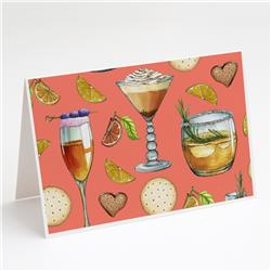 Drinks & Cocktails Salmon Greeting Cards & Envelopes - Pack of 8