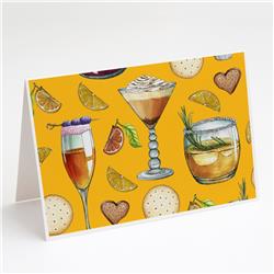 Drinks & Cocktails Gold Greeting Cards & Envelopes - Pack of 8