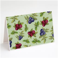 Berries in Green Greeting Cards & Envelopes - Pack of 8