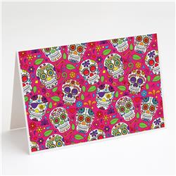 Day of the Dead Pink Greeting Cards & Envelopes - Pack of 8