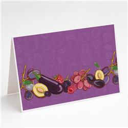 Fruits & Vegetables in Purple Greeting Cards & Envelopes - Pack of 8