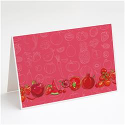 Fruits & Vegetables in Red Greeting Cards & Envelopes - Pack of 8