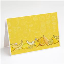Fruits & Vegetables in Yellow Greeting Cards & Envelopes - Pack of 8