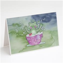 Frog Bathing Watercolor Greeting Cards & Envelopes - Pack of 8
