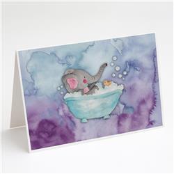 Elephant Bathing Watercolor Greeting Cards & Envelopes - Pack of 8