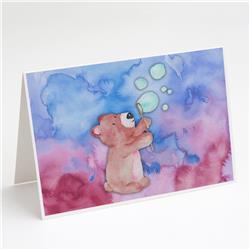 Bear & Bubbles Watercolor Greeting Cards & Envelopes - Pack of 8