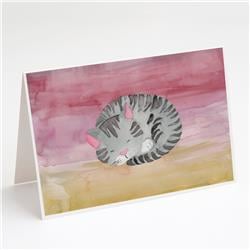 Sleeping Grey Cat Watercolor Greeting Cards & Envelopes - Pack of 8
