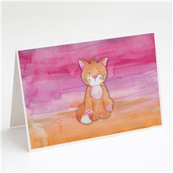 Orange Cat Watercolor Greeting Cards & Envelopes - Pack of 8