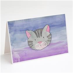 Cat Face Watercolor Greeting Cards & Envelopes - Pack of 8