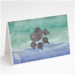 Cat Paw Watercolor Greeting Cards & Envelopes - Pack of 8