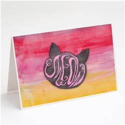 Cat Face Meow Watercolor Greeting Cards & Envelopes - Pack of 8