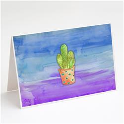 BB7363GCA7P Cactus Blue & Purple Watercolor Greeting Cards & Envelopes - Pack of 8