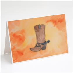 Cowboy Boot Watercolor Greeting Cards & Envelopes - Pack of 8