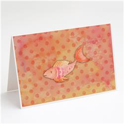 Orange Fish Watercolor Greeting Cards & Envelopes - Pack of 8
