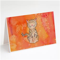 Leopard Watercolor Greeting Cards & Envelopes - Pack of 8