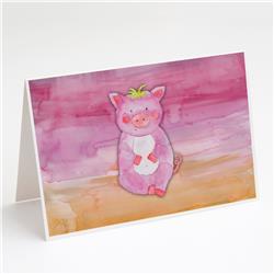 Pig Watercolor Greeting Cards & Envelopes - Pack of 8
