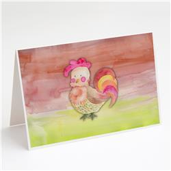 Rooster Watercolor Greeting Cards & Envelopes - Pack of 8