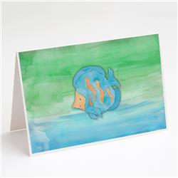 Blue Fish Watercolor Greeting Cards & Envelopes - Pack of 8