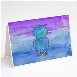 Blue Owl Watercolor Greeting Cards & Envelopes - Pack of 8