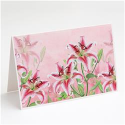 Pink Lillies Greeting Cards & Envelopes - Pack of 8