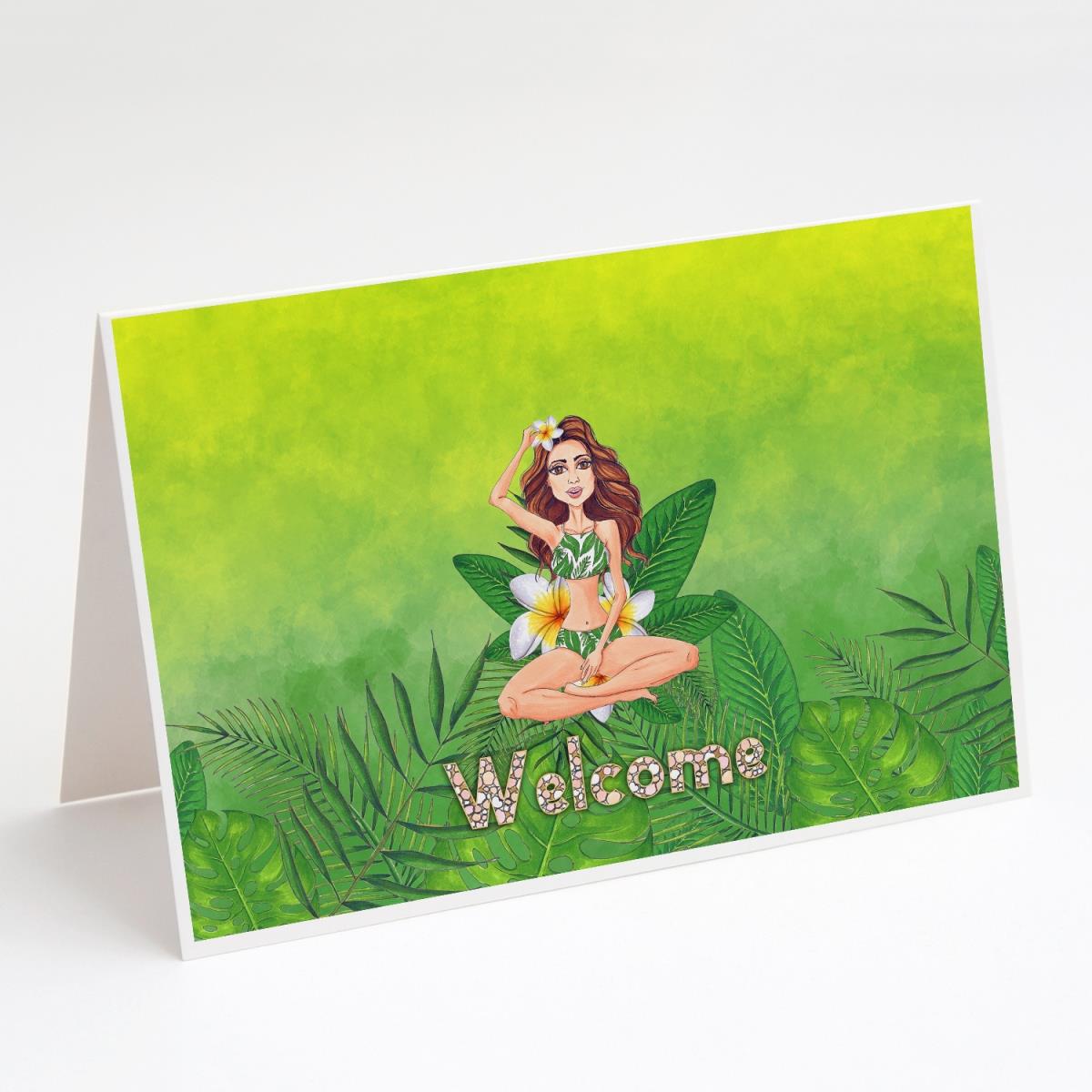 Welcome Lady in Bikini Summer Greeting Cards & Envelopes - Pack of 8