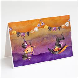 Halloween Little Witch Party Greeting Cards & Envelopes - Pack of 8