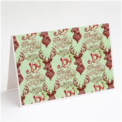 Merry Christmas Joy Reindeer Greeting Cards & Envelopes - Pack of 8