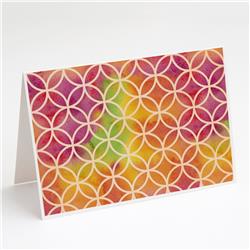 BB7515GCA7P Watercolor Rainbow Geometric Circles Greeting Cards & Envelopes - Pack of 8
