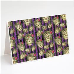 Watecolor Day of the Dead Halloween Greeting Cards & Envelopes - Pack of 8