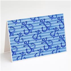 Beach Watercolor Anchors Greeting Cards & Envelopes - Pack of 8