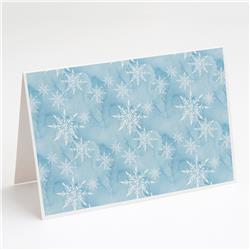 BB7552GCA7P Watercolor Snowflake on Light Blue Greeting Cards & Envelopes - Pack of 8