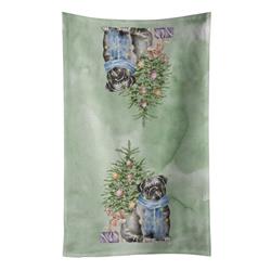 25 x 15 in. Unisex Christmas Black Pug Kitchen Towel, Multi Color