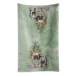 25 x 15 in. Unisex Christmas Black Pug No.2 Kitchen Towel, Multi Color