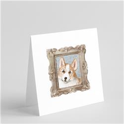 5 x 5 in. Unisex Corgi Red & White Side View Square Greeting Cards & Envelopes, Multi Color - Pack of 8