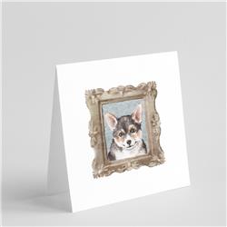 CK8351GC55 5 x 5 in. Unisex Corgi Tricolor Puppy Square Greeting Cards & Envelopes, Multi Color - Pack of 8